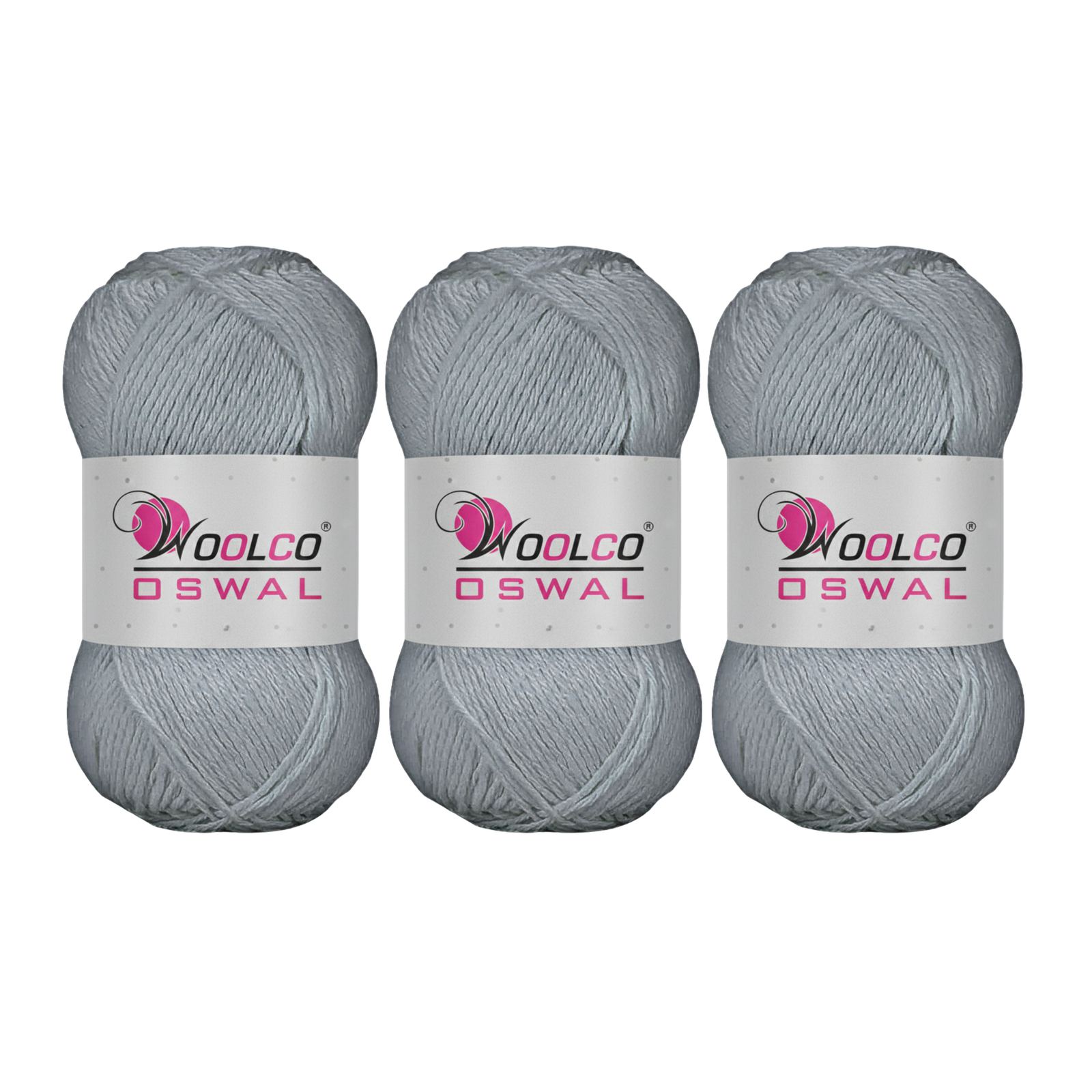 Woolco Oswal Bliss 100% Cotton Yarn – DK Weight Knitting & Crochet Yarn, Pack of 3 (100g Each) (GREY)