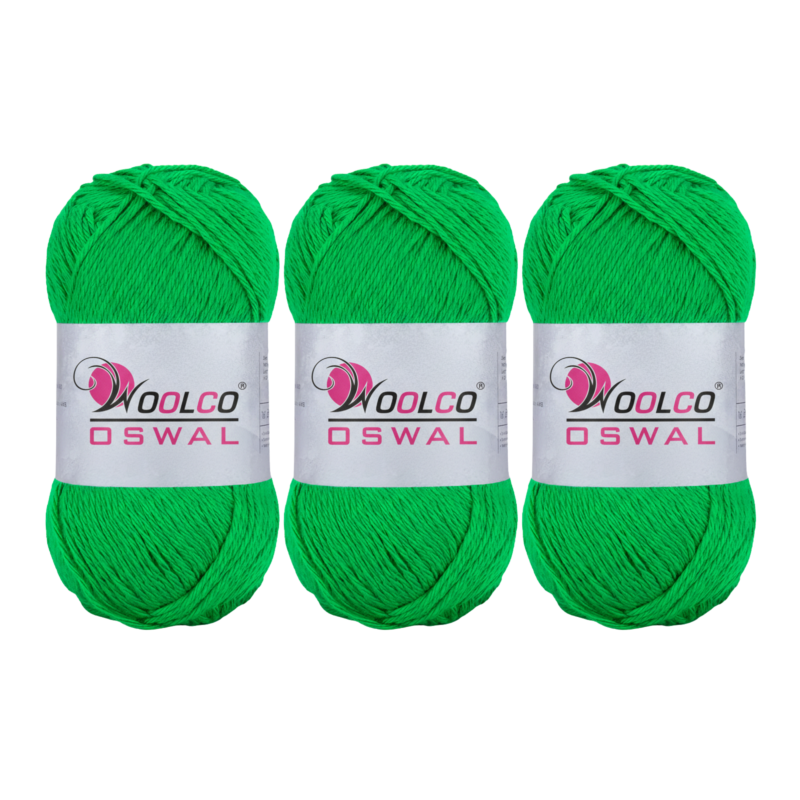 Woolco Oswal Bliss 100% Cotton Yarn – DK Weight Knitting & Crochet Yarn, Pack of 3 (100g Each) (PARROT)
