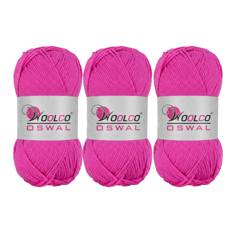 Woolco Oswal Bliss 100% Cotton Yarn – DK Weight Knitting & Crochet Yarn, Pack of 3 (100g Each) (ROSE)