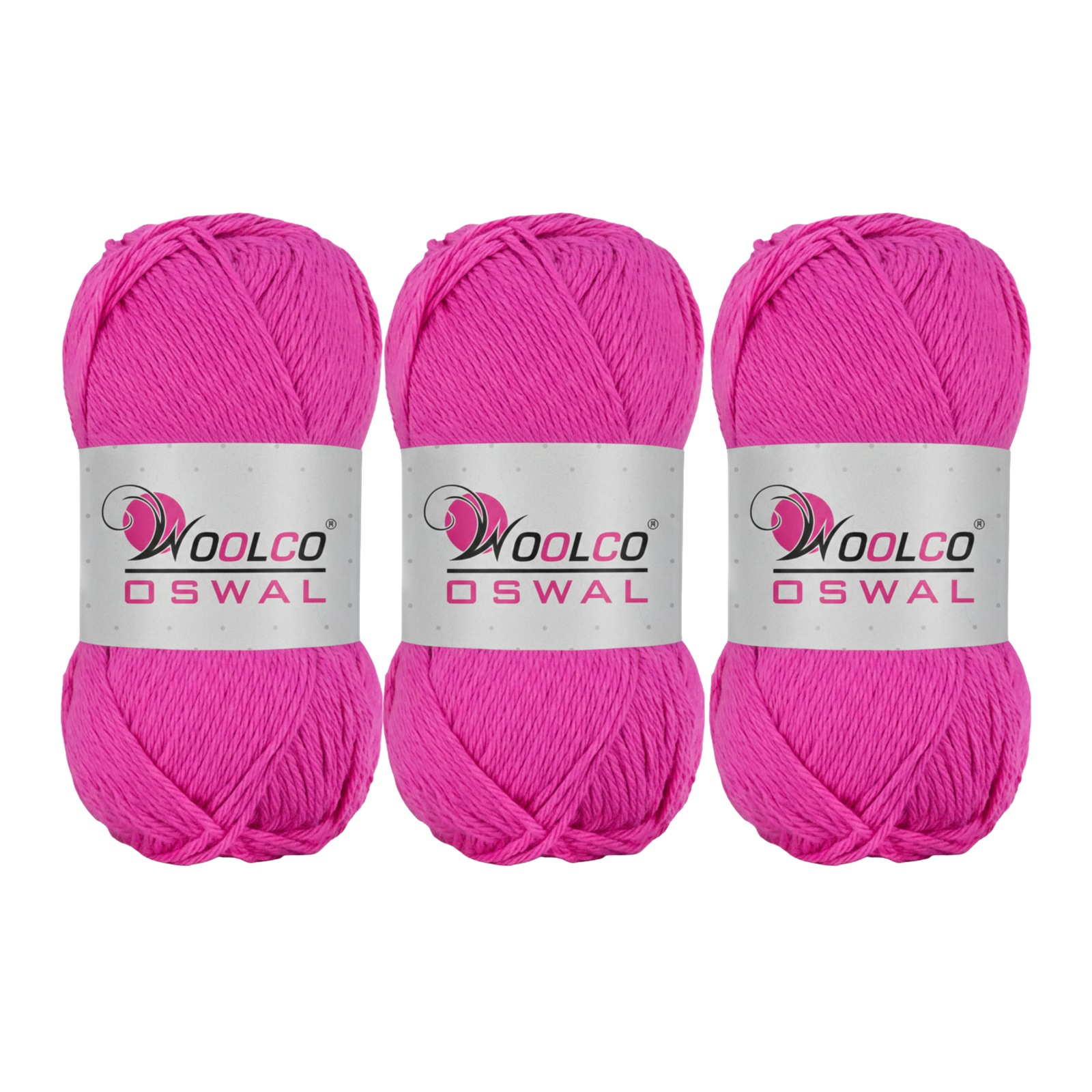 Woolco Oswal Bliss 100% Cotton Yarn – DK Weight Knitting & Crochet Yarn, Pack of 3 (100g Each) (ROSE)