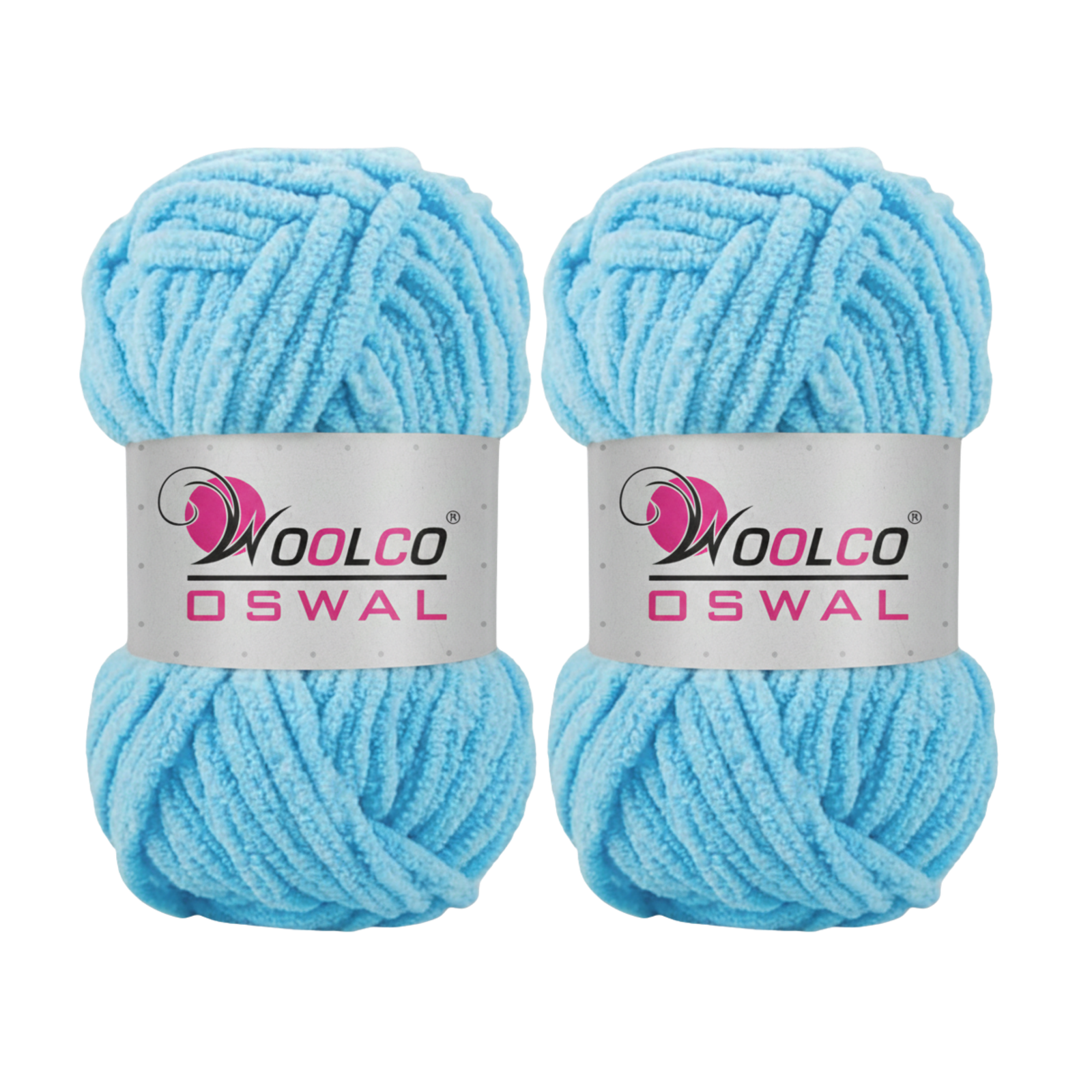 Woolco Oswal Yankie Chenille Supersoft Velvet Yarn – Pack of 2 (100g Each), Plushie & Blankie Yarn for Crochet, Knitting, Amigurumi & DIY Crafts (SKY BLUE)