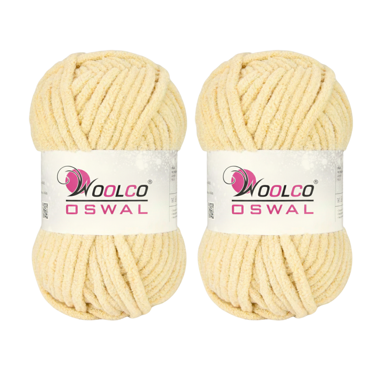 Woolco Oswal Yankie Chenille Supersoft Velvet Yarn – Pack of 2 (100g Each), Plushie & Blankie Yarn for Crochet, Knitting, Amigurumi & DIY Crafts (CREAM)