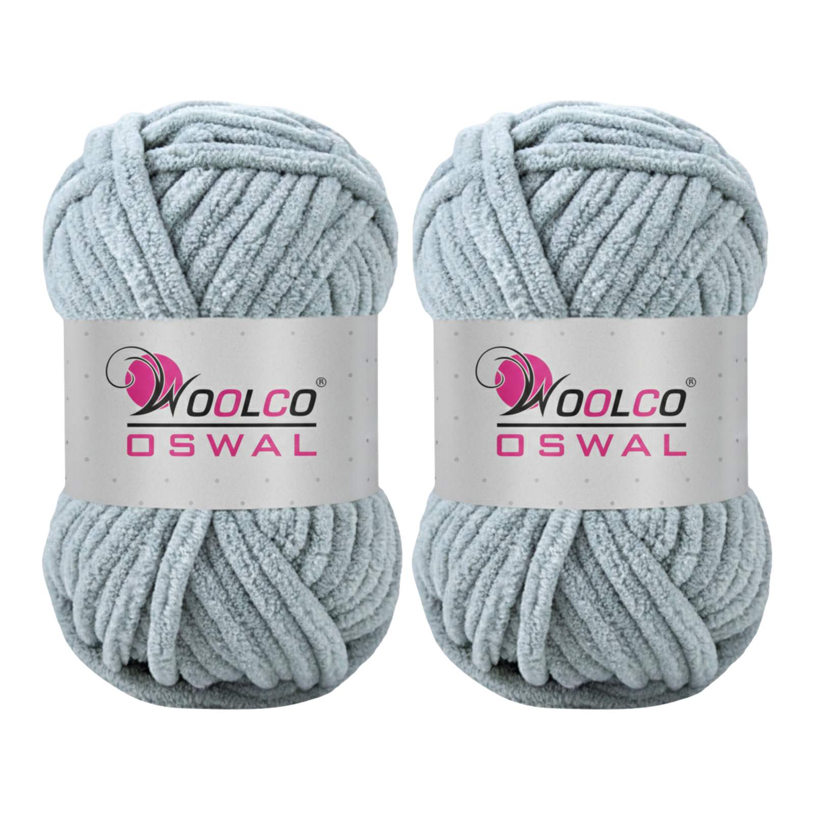 Woolco Oswal Yankie Chenille Supersoft Velvet Yarn – Pack of 2 (100g Each), Plushie & Blankie Yarn for Crochet, Knitting, Amigurumi & DIY Crafts (GREY)