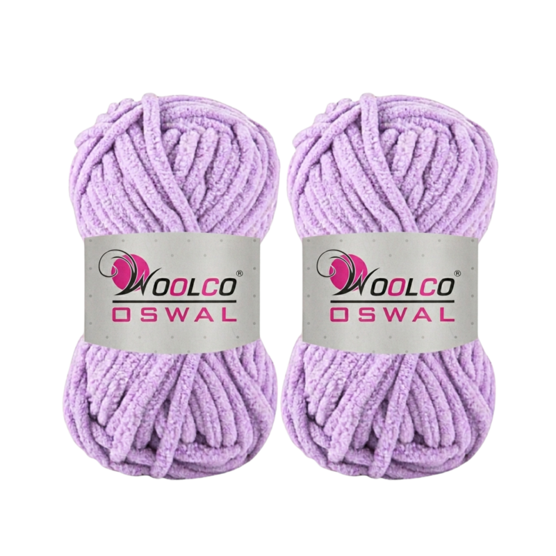 Woolco Oswal Yankie Chenille Supersoft Velvet Yarn – Pack of 2 (100g Each), Plushie & Blankie Yarn for Crochet, Knitting, Amigurumi & DIY Crafts (LAVENDER)